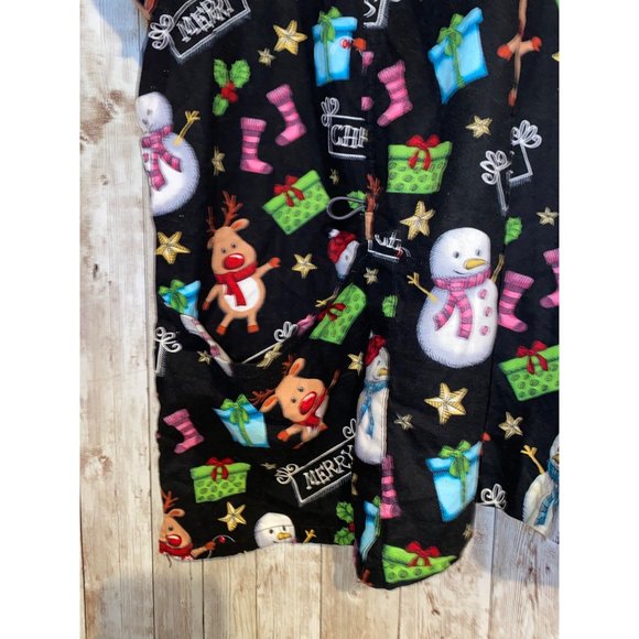 Scrubstar Top Womens 3X Black Merry Christmas Snowman Medical Nurse Uniform Top - Picture 3 of 9